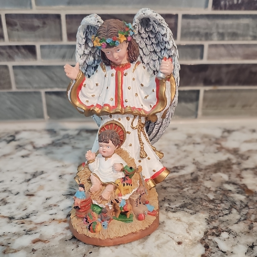Angel and Child Figurine - Multicolor